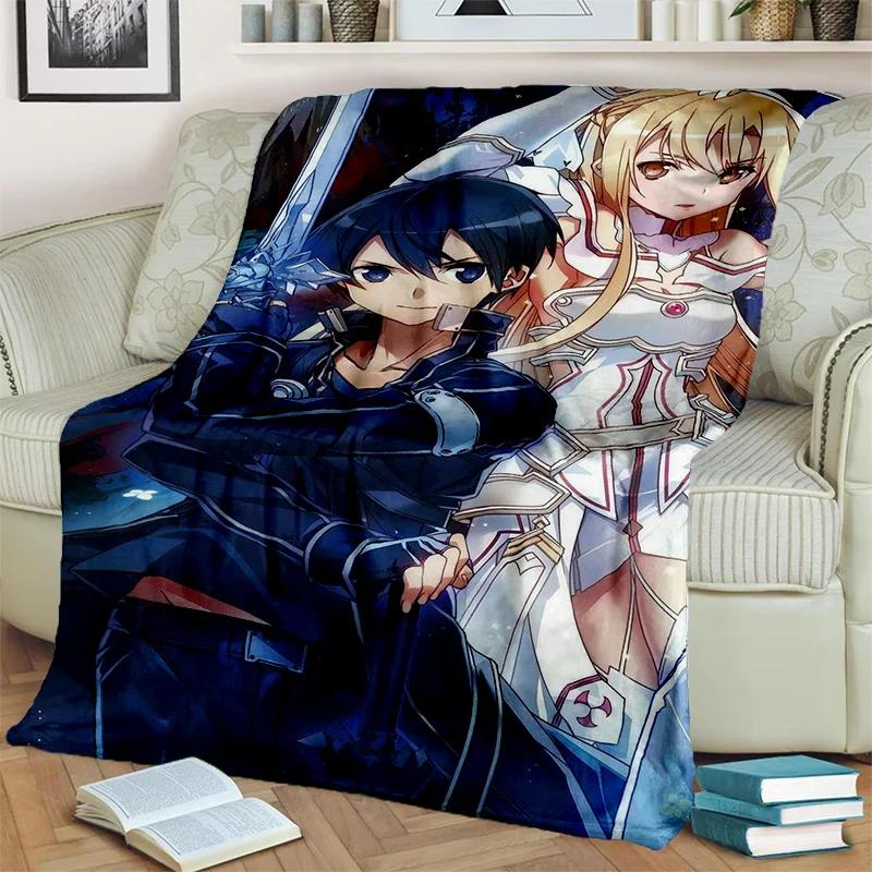 Sword Art Online SAO Novel Cartoon Blanket,Soft Throw Blanket for Home Bedroom Bed Sofa Picnic Travel Office Cover Blanket Kids