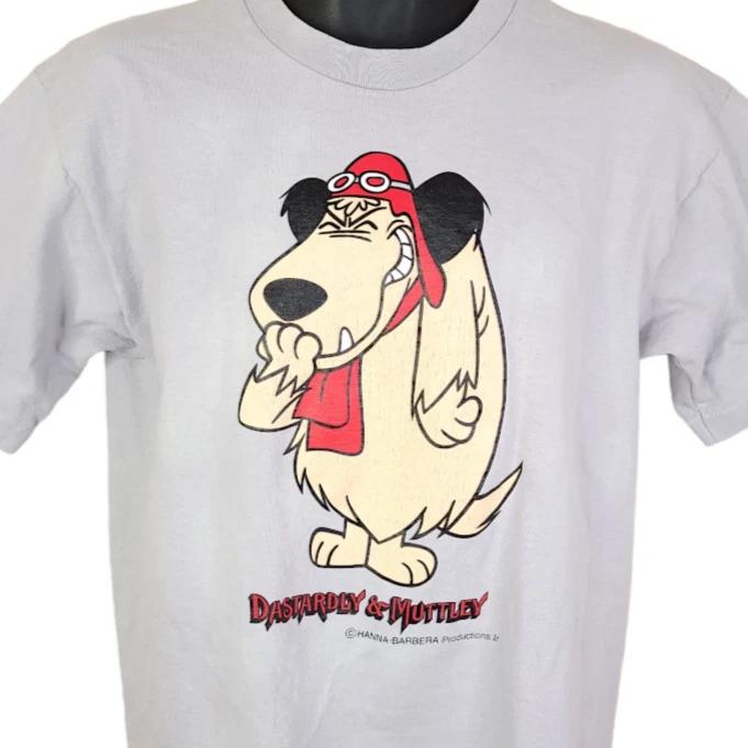 

Vintage Dastardly & Muttley T Shirt Mens Size Medium Gray 90s Hanna Barbera USA 2XL