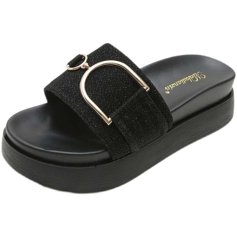 Thick-soled Cool Slippers Women's Outer Wear 2025 New Early Spring Summer Fashion Women's Muffin Beach Shoes Large Size