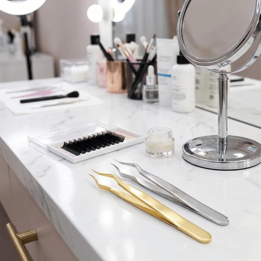 Non Slip Lash Separation Tools Long Handle False Eyelash Clip Lash Grafting Tweezers Beauty Salon