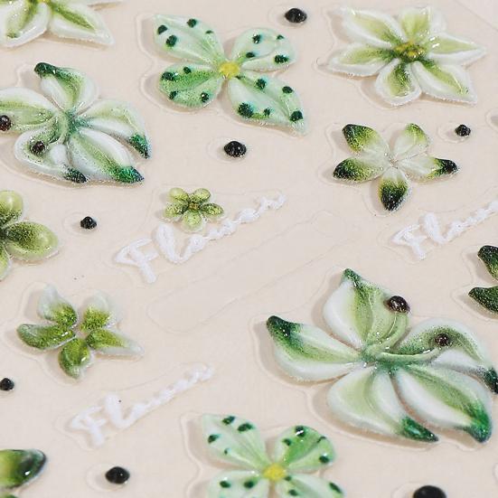 5D Embossed Flower Nail Art Stickers Self-adhesive DIY Spring Summer Floral Manicure Decor Decals Women Nail Accessories for Home Salon