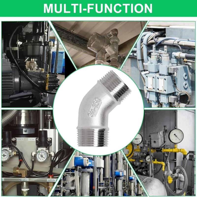 Pair Of 45 Degree Elbows Steel Rustproof Pipe Couplers Temperature Resistant Pipe Elbow Upgrades For Gas Water Systems