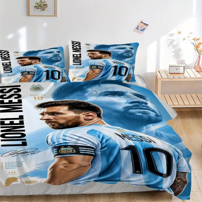 Argentina'S Messi Legend Blue Print 3Pcs Bedding Setduvet Cover With 2 Bedropillowcase Home Birthday Gift