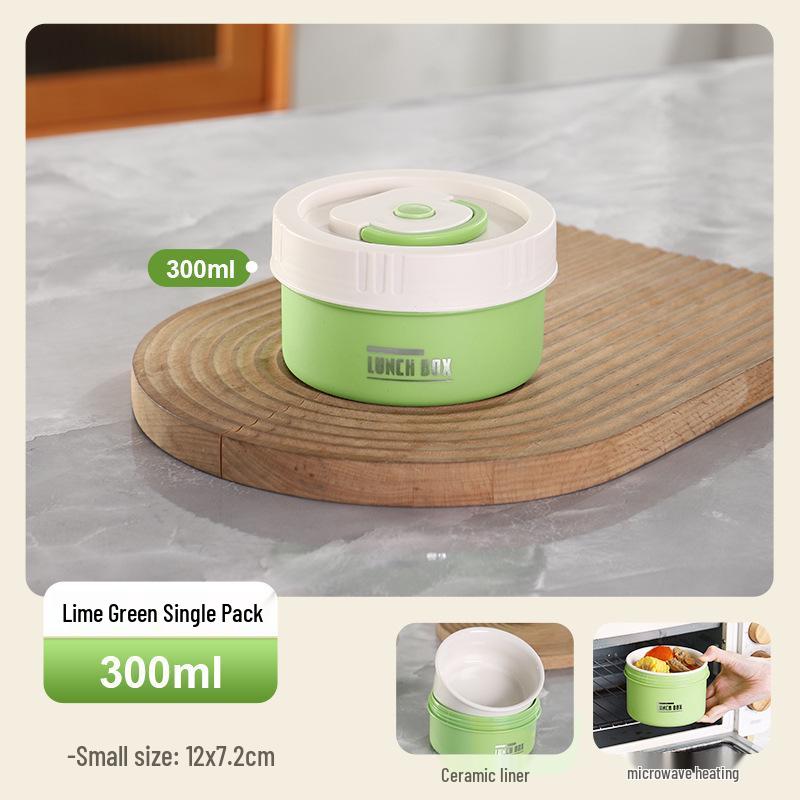 Портативный многослойный микроволновый изолированный ланч-бокс бенто с керамическим внутренним слоем и супницей Microwaveable Ceramic 1090₽