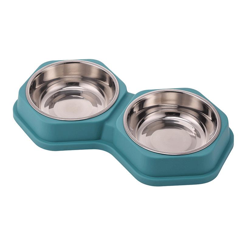 Mangeoire pour animaux de compagnie à double bol Base antidérapante PP durable Acier inoxydable Facile à nettoyer Gamelle nourriture eau pour chats chiens