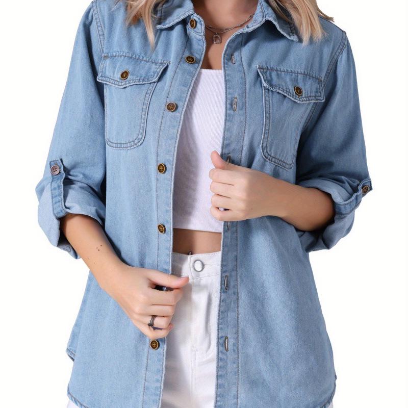 

2026 New Arrival European & American Women s Long Sleeve Denim Shirt XXL