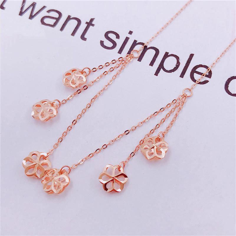 Purple Gold Color Gold Hollow Fringed Small Flower Earrings Exquisite Temperament Rose Gold Plated Earrings