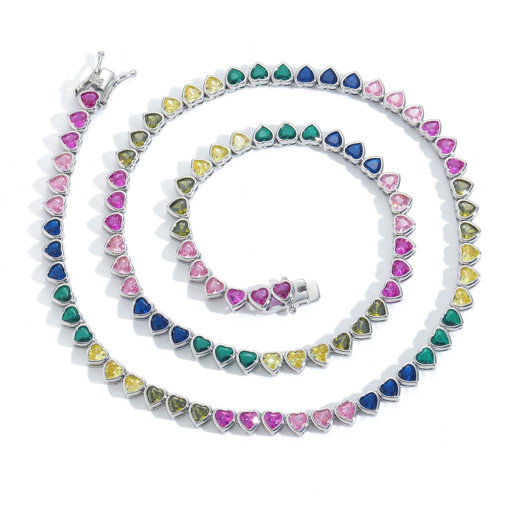 Heart Shape 5A CZ Tennis Bracelet 4mm Brass Single Row Chain Clean Setting ODM Ready for Streetwear Jewelry Stores