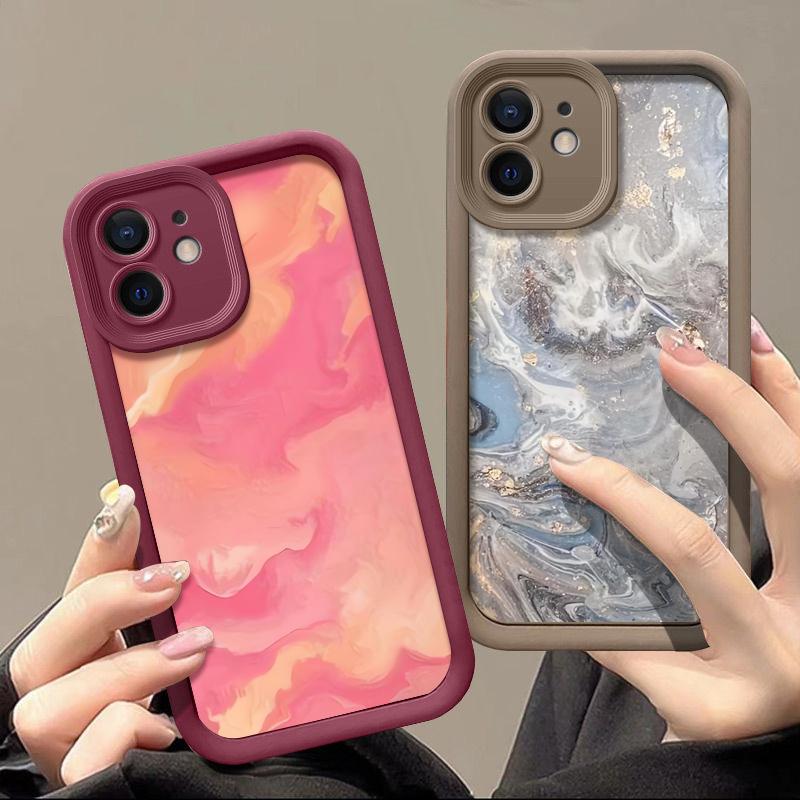 Für iPhone 16 15 Pro Max 14 Plus 13 12 Pro 11 XS XR 8 7 Hülle Marmor Wellenstreifen Stoßfeste Linsenschutz Weiche Telefonhülle