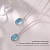 Aquamarine Oval Zircon Pendant Necklace - Women's Elegant Clavicle Chain, Simple Luxury Choker