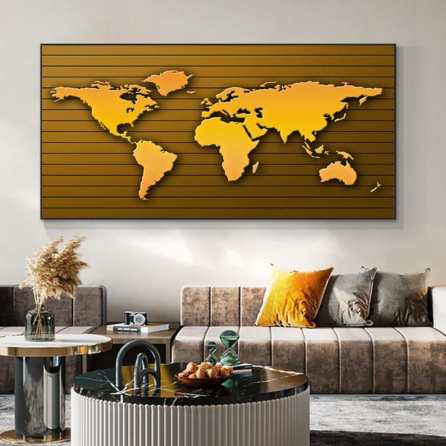 Quadro Su Tela Gigante Mappa Del Mundo – Poster Artistico Per Arredamento Parete, 76x152 Cm, Stampa Moderna Verde Per Soggiorno E Ufficio