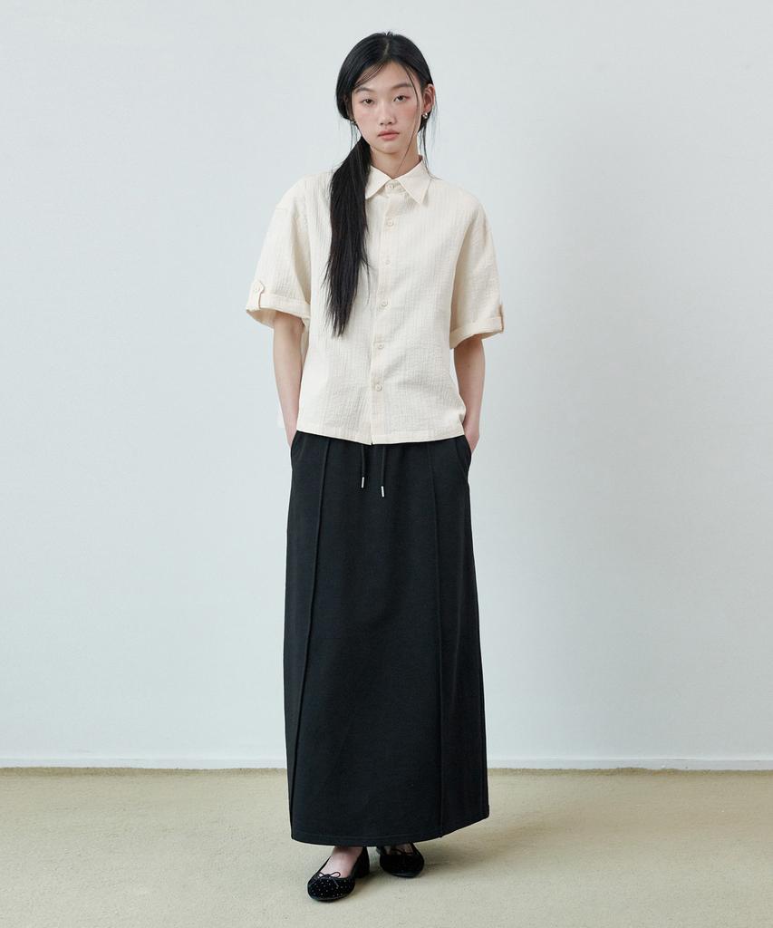GLW [W] Sweat Long Skirt Black