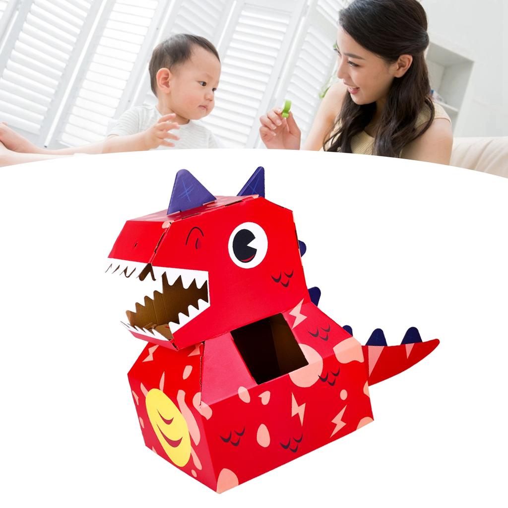 Papierové kostýmy hlavy dinosaura Hračka DIY Nositeľné Interaktívne Kartónové Kostýmy hlavy dinosaura pre