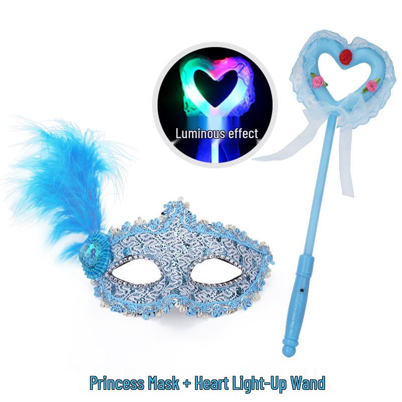Princess Masquerade Mask for Girls - Halloween Veil and Party Dress-Up Toy
