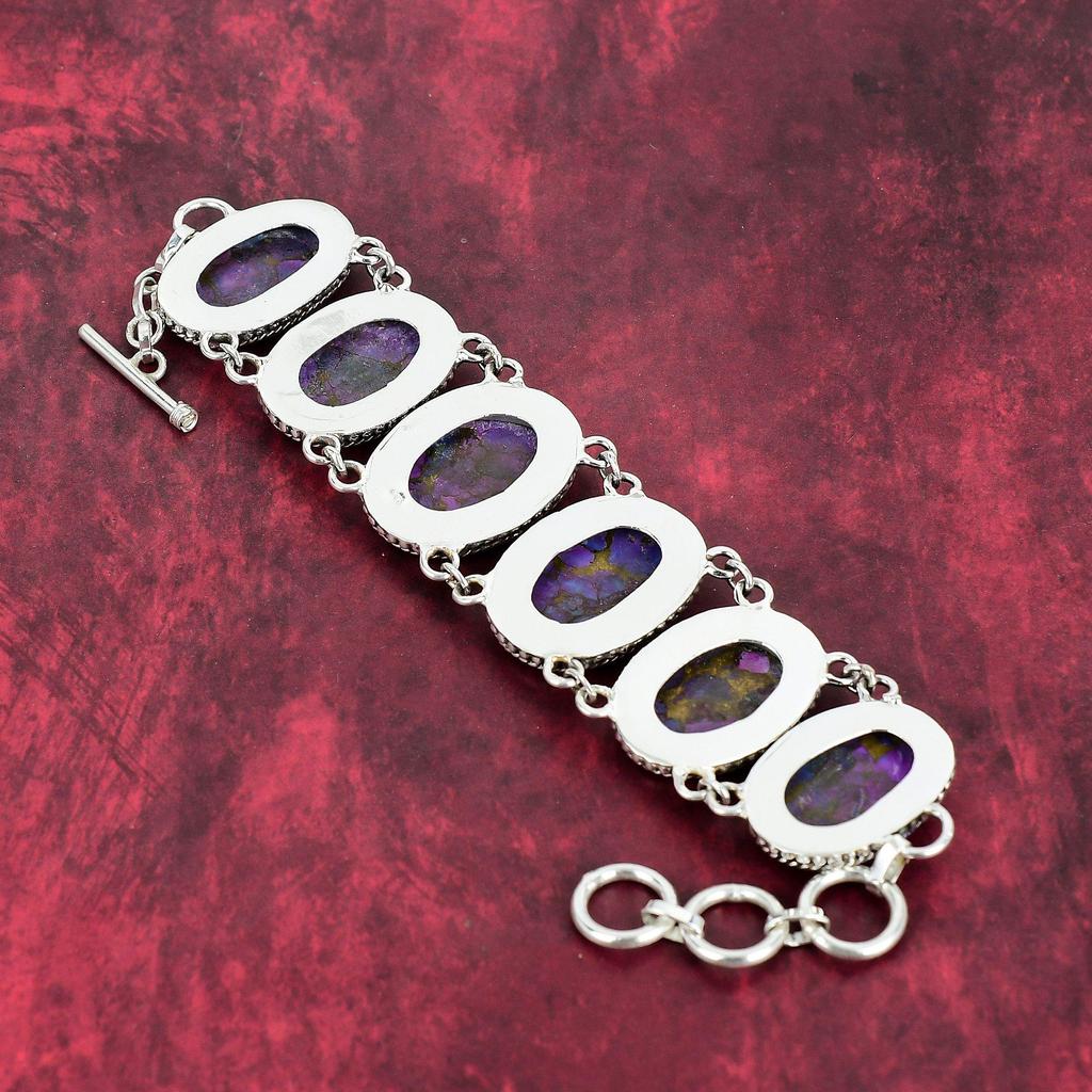 Lila Kupfer Türkis Edelstein Schmuck, 925 Massiv Sterling Silber Armband Schmuck, Handgefertigtes Unglaubliches Natürliches Türkis Armband Geschenk Für Mutter