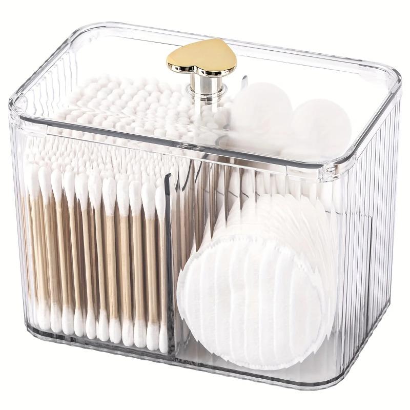 Porta Cotton Fioc Dispenser 3 Scomparti Trasparente Organizer da Bagno Barattolo 3 Griglie Porta Cotton Fioc/Dischetti/Palline Contenitore Scatola PortaCosmetici