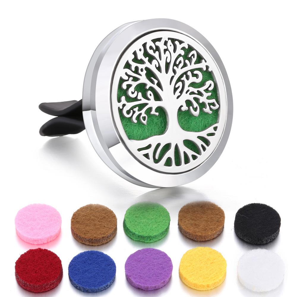 1pc Refillable Car Air Freshener Smell Perfume Diffuser Clip Auto Vent Essential Oil Stainless Steel Locket Interior Accessories