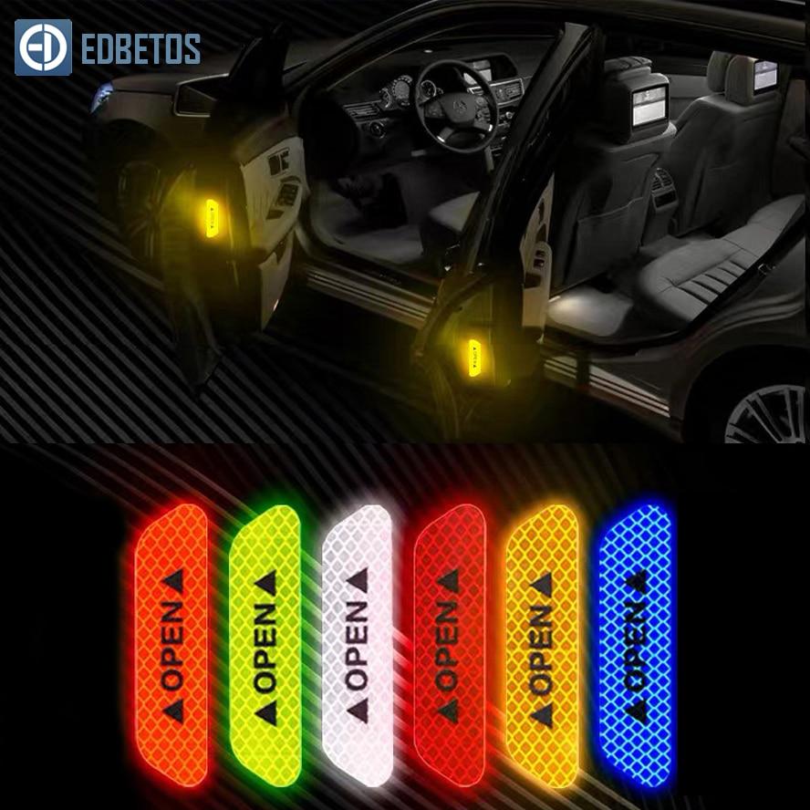 4pcs Car Door OPEN Sticker Reflective Tape Safety Warning Mark Decal Notice Bicycle Lighting