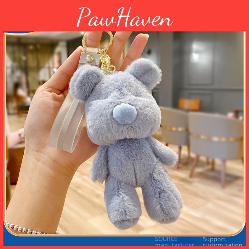 Candy Colored Delightful Plush Bear Keychain Cute Cartoon Pendant For Stylish Girls