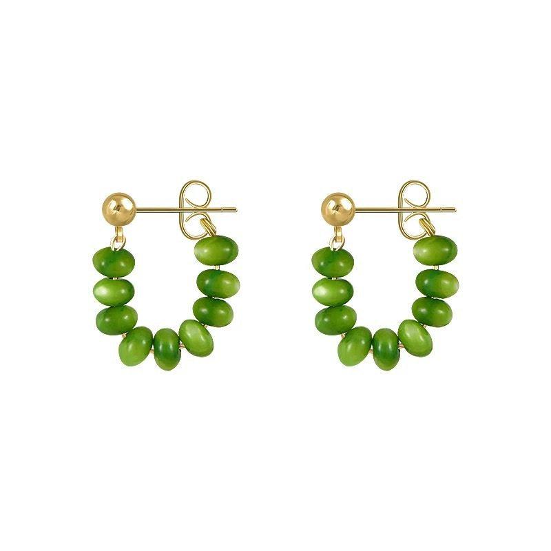 2026 Retro Green Chinese Style Women’s Stud Earrings – Winter's Hot Niche Design