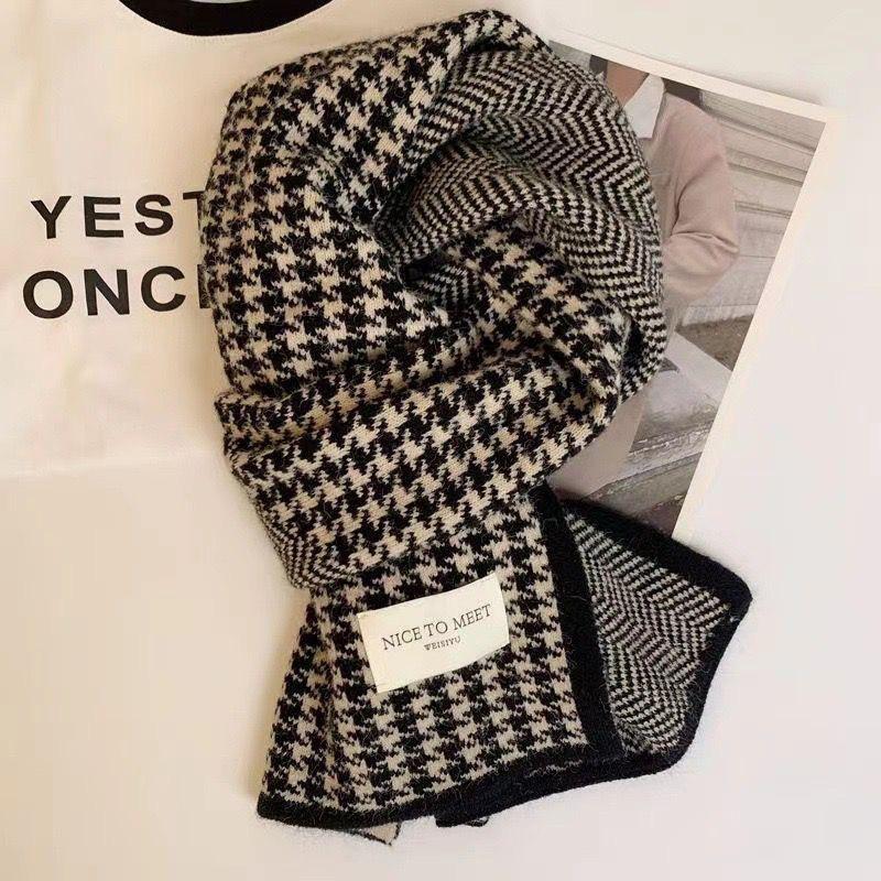 

Mary Classic Qiandongge double-sided scarf, women s fashion knitted scarf, versatile couple tide autumn and winter warmth 150 чорний