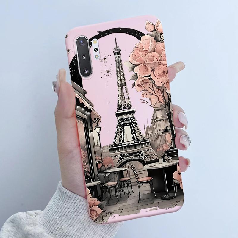 For Samsung Galaxy Note 10 Plus N970F N975F Phone Case Butterfly Flower Girl Design Soft Silicone TPU Back Housing Note10 Covers