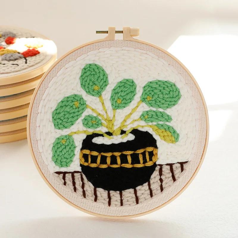 Plant style Russian poke embroidery handmade DIY material package wool thread pier embroidery poke embroidery set