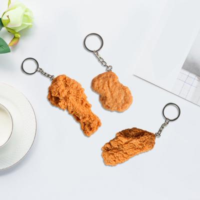 Imitation Food Keychain Realistic Fried Chicken Leg Wings Chicken Nugget Pendant Keyring Bag Accessories