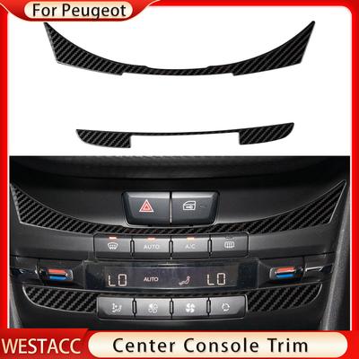 2Pcs Carbon Fiber Car Center Control Panel Stickers Decoration Strip Trim for Peugeot 2008 208 2014 - 2018 Interior