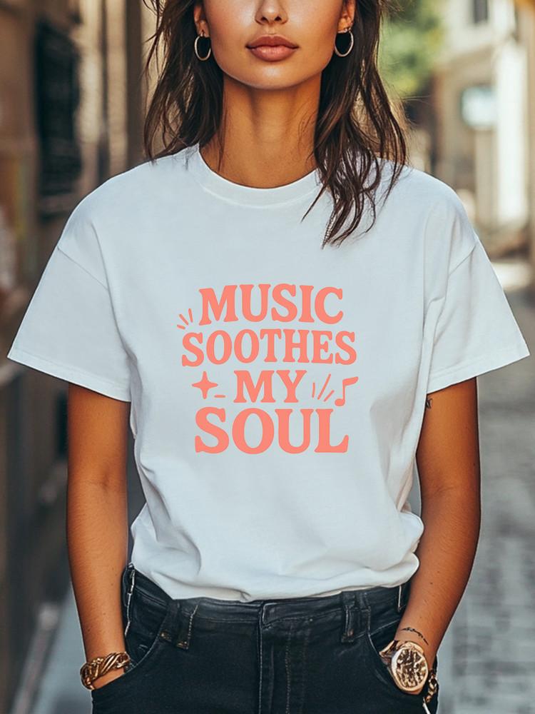 Music Soothes My Soul Bold Minimalist Music Quote Graphic T-Shirt Unisex Tee Unisex T-Shirt S
