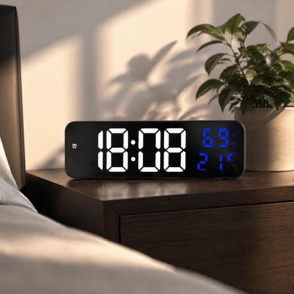 Black Electronic Alarm Clock 1.38x9.06x2.76in Wall Mounted Clock LED Alarm Clock  Nightstand Use