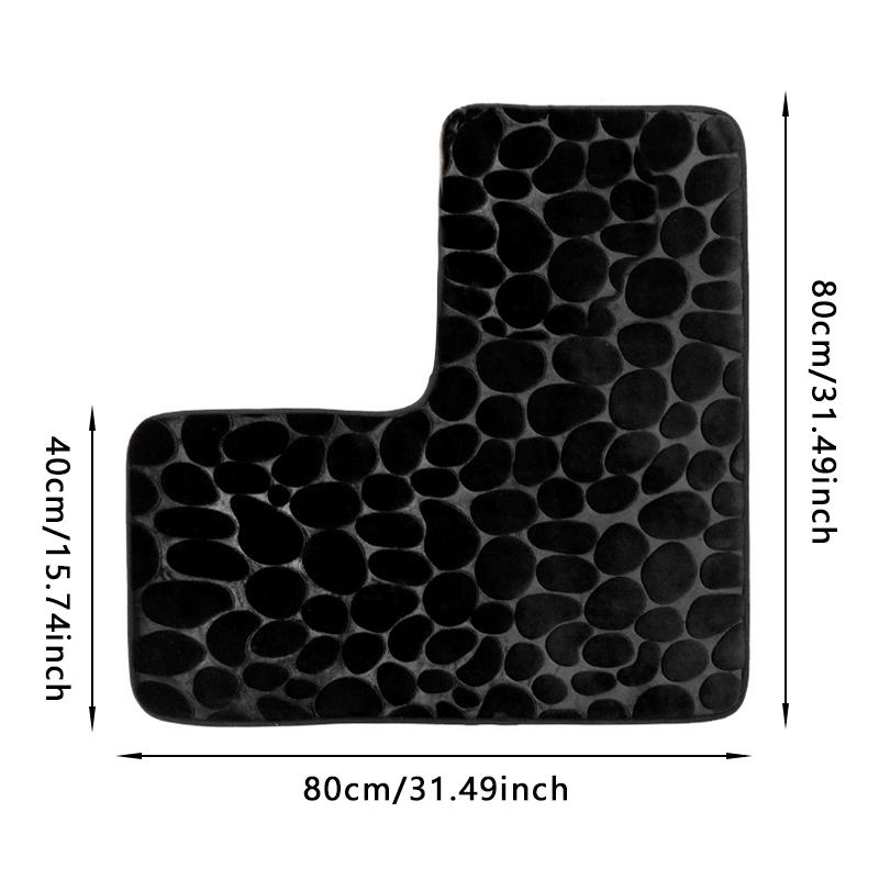 Bathroom Absorbent Foot Mat Shower Room L-Shaped Furry Flannel Bathroom Floor Mat Thick Nonslip Bathroom Mat Toilet Entrance Mat