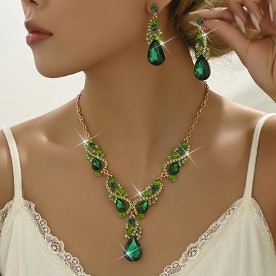 3 PCS Ladies Alloy Jewelry Set Crystal Necklace Earrings Set Daily Jewelry Party Jewelry Wedding Jewelry Set