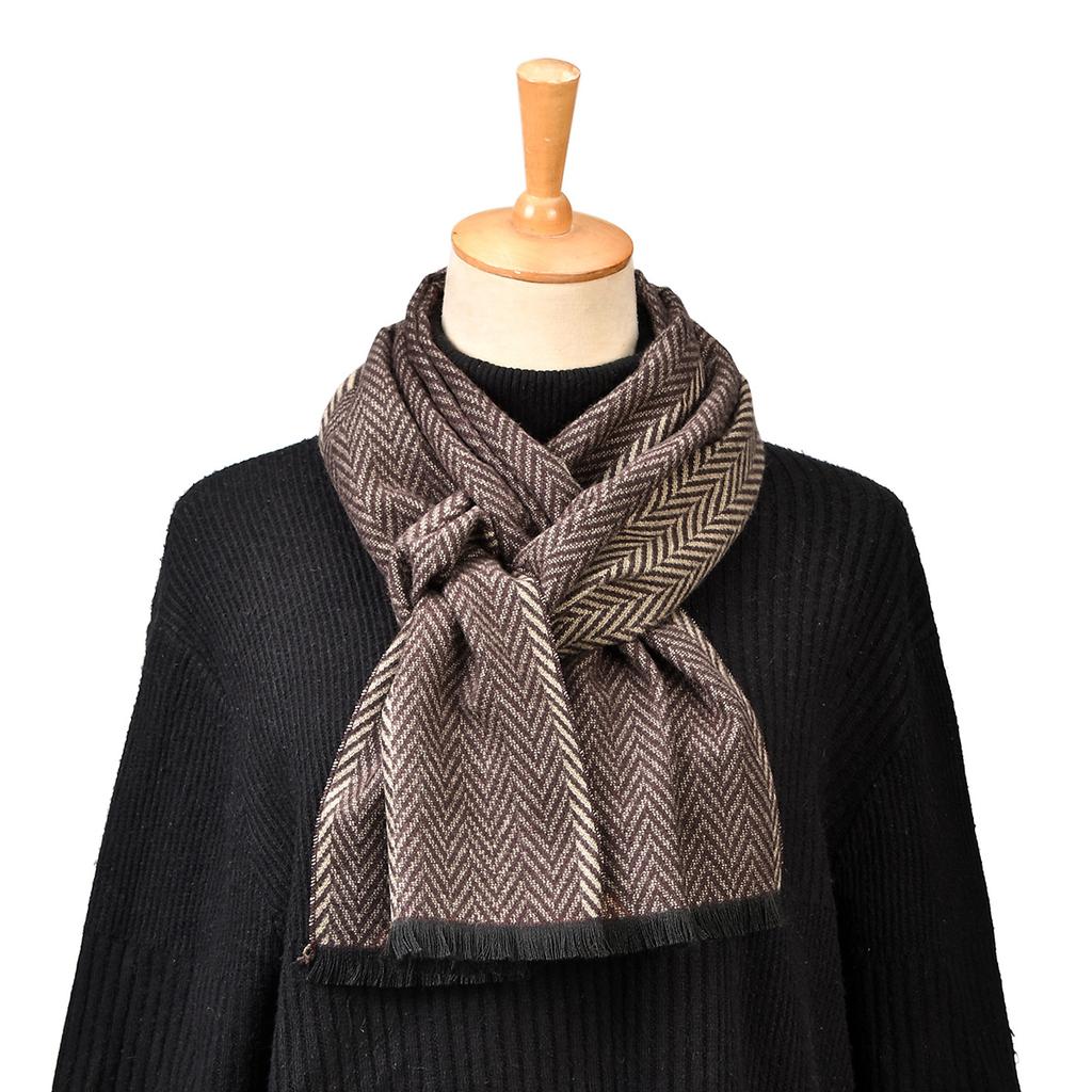 Winter Men Strip Printed Pashmina Scarf Plaid Wool Shawls Luxury Warmer Muffler Soft Scarves Cashmere Like Fringes Scarf