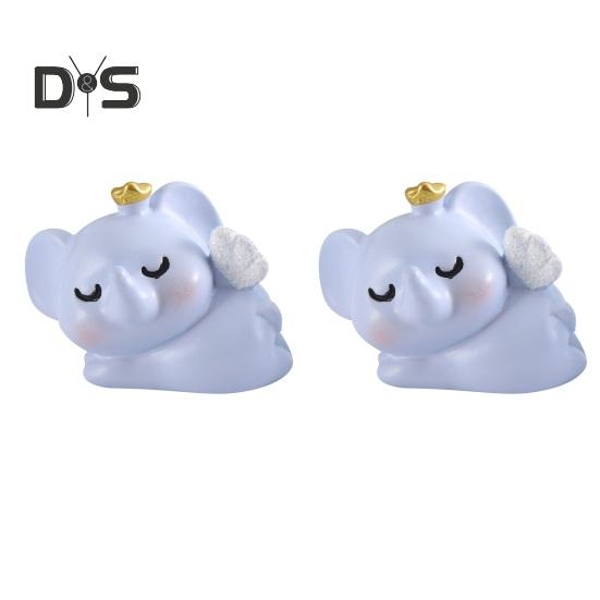 2Pcs Compact Mini Elephant Delicate Cute Small Dummy Elephant Statue Gardening Decoration