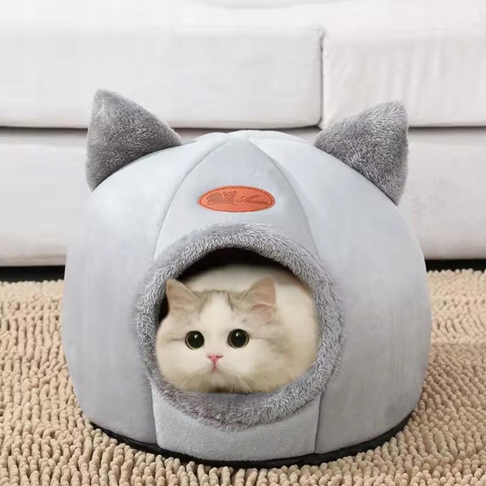 Bed For Cat, Dog, Kennel, Gray, Oval, 40 X 40 X 40