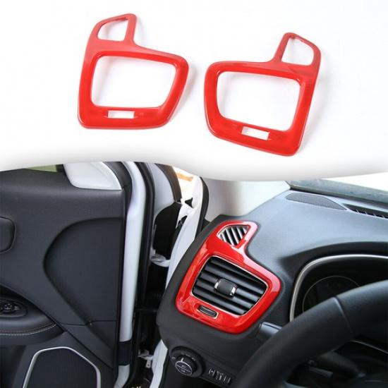 Inner Dashboard Side Air Vent Outlet Trim Cover Frame for Jeep Compass 2017+ Red