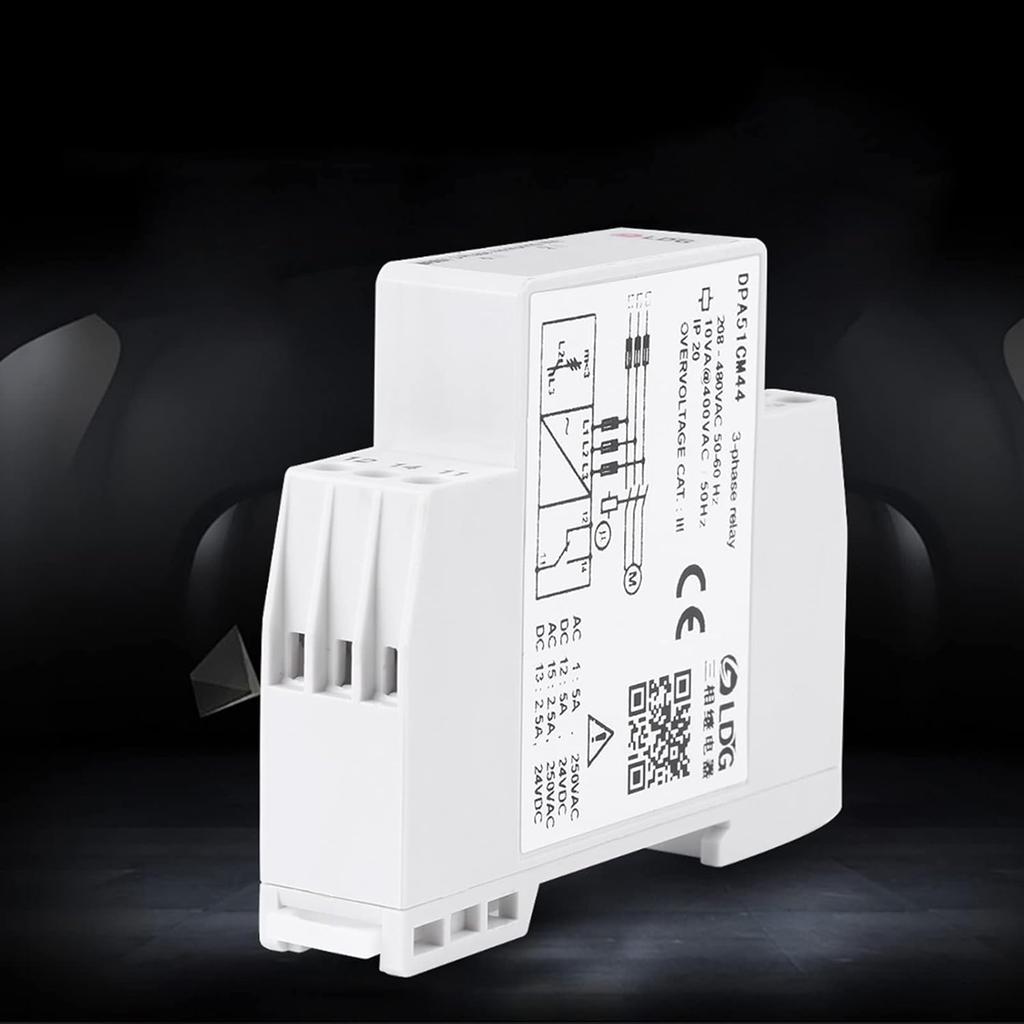 EVTSCAN Latest DPA51CM44 3-Phase Monitoring Relay, CurrentVoltage Monitoring Relay Phase Sequence Protector for ThreePhase System, Without Neutral,