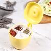 Apple-Shaped Multi-Compartment Seasoning Box,4-in-1 Kitchen Spice Container with Spoons and Lids