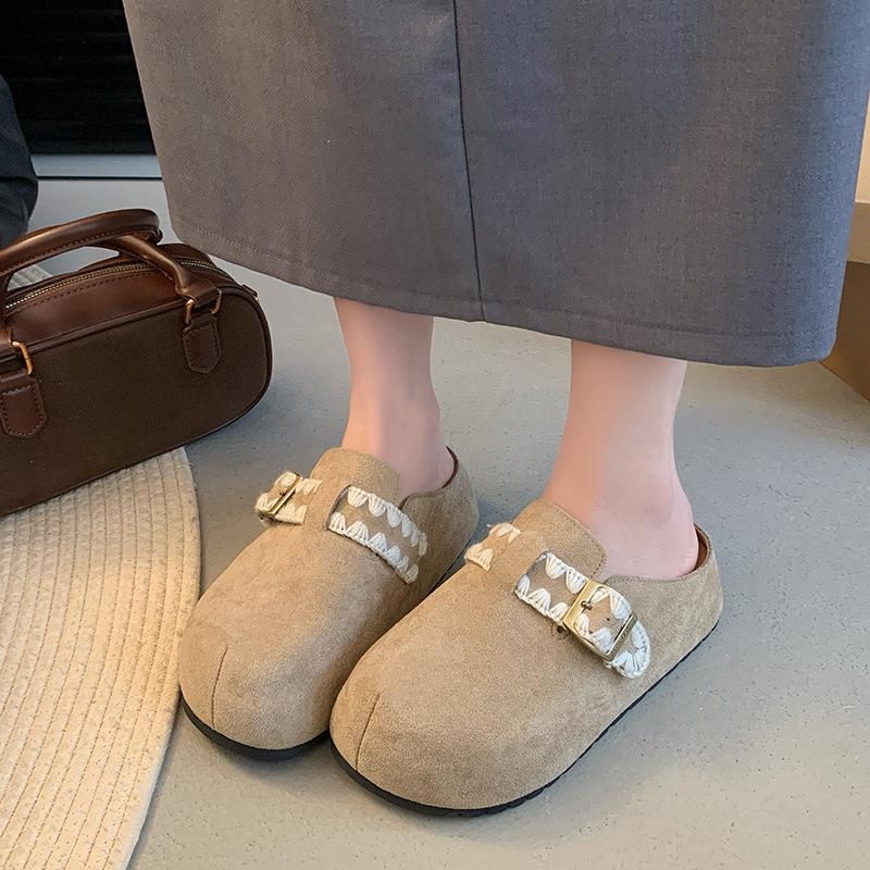 Fashion Fashion Women Baotou Half Slippers High Quality Suede Casual Slipper Designer Platform Slippers for Women Classic Mules Slippers