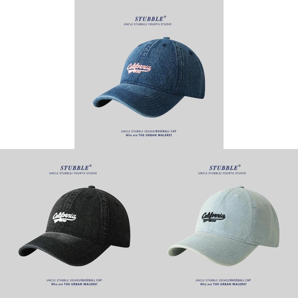 Baseball Cap With Wide Brim For Sun Protection Summer Casual Men Women Denim Cotton