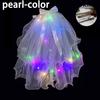 LED Light Bridal Wedding Veil with Pearls/Crowns Wedding Tiara Veil for Props Party Headpieces Decor Glowing flash veil