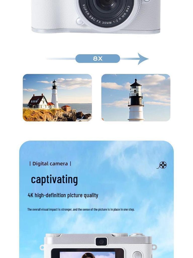 Zhao Lusi 9600W Pixel Dual Lens Cute Retro Digital Camera with Mobile Upload Capability for Students