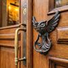 Xiaobudian Vintage Cast Iron Owl Door Knocker, Wrought Hollow Carved Wall Decor, Thickened Rustproof Cabinet Pull Handle, Pre-Drilled Holes for Gate &