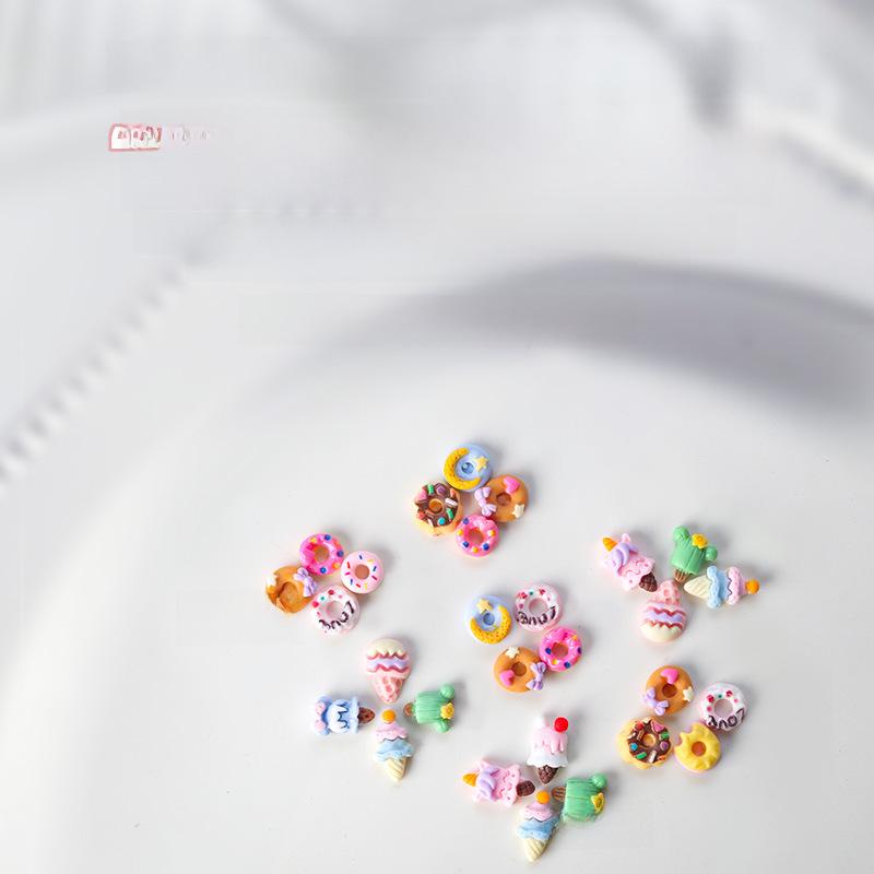 Nail Art 3D Cartoon Jewelry Resin Donut & Ice Cream Accessories - 30 Pieces
