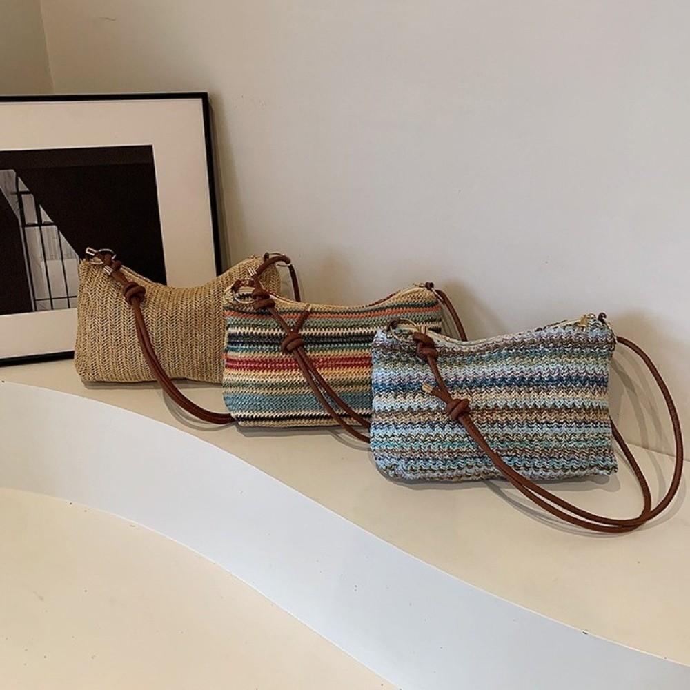 Beach Handbag Weave Straw Bag Multicolor Raffia Shoulder Bag Fashion Beach Crossbody Bag Holiday