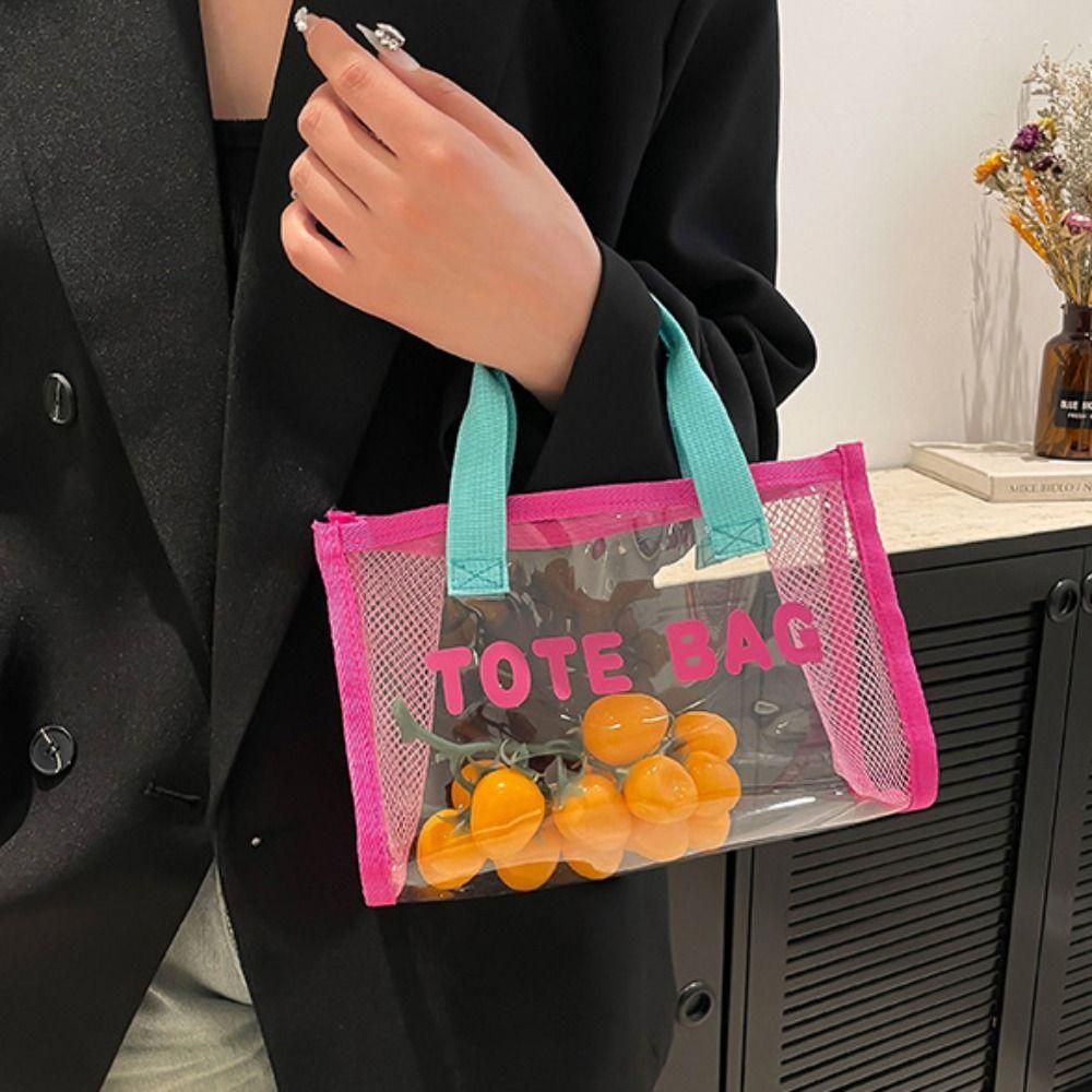All-match PVC Beach Bag Large Capacity Waterproof Handbag Transparent Jelly Bag  Cosmetic Bag