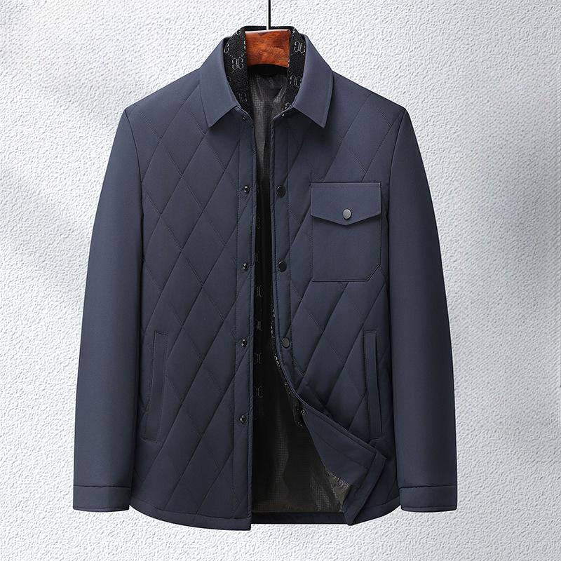 Хлопковое пальто мужское средней длины теплое повседневное хлопковое пальто стеганая — фото 3