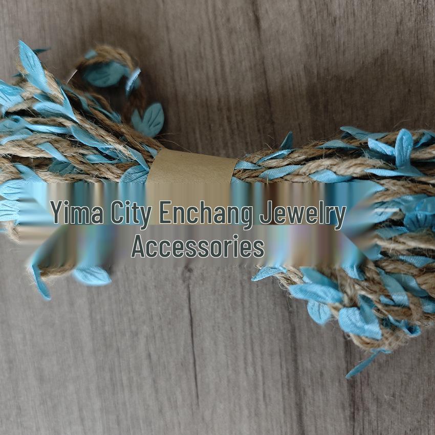 Rustic Forest Style Hemp Rope Decor with Rattan and Green Leaf Braiding