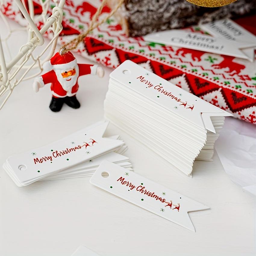Small Christmas Gift Tags,Christmas Gift Tags,Small Merry Christmas Tags,Kraft Paper Gift Tags with Rope Packaging Hang Tag Card